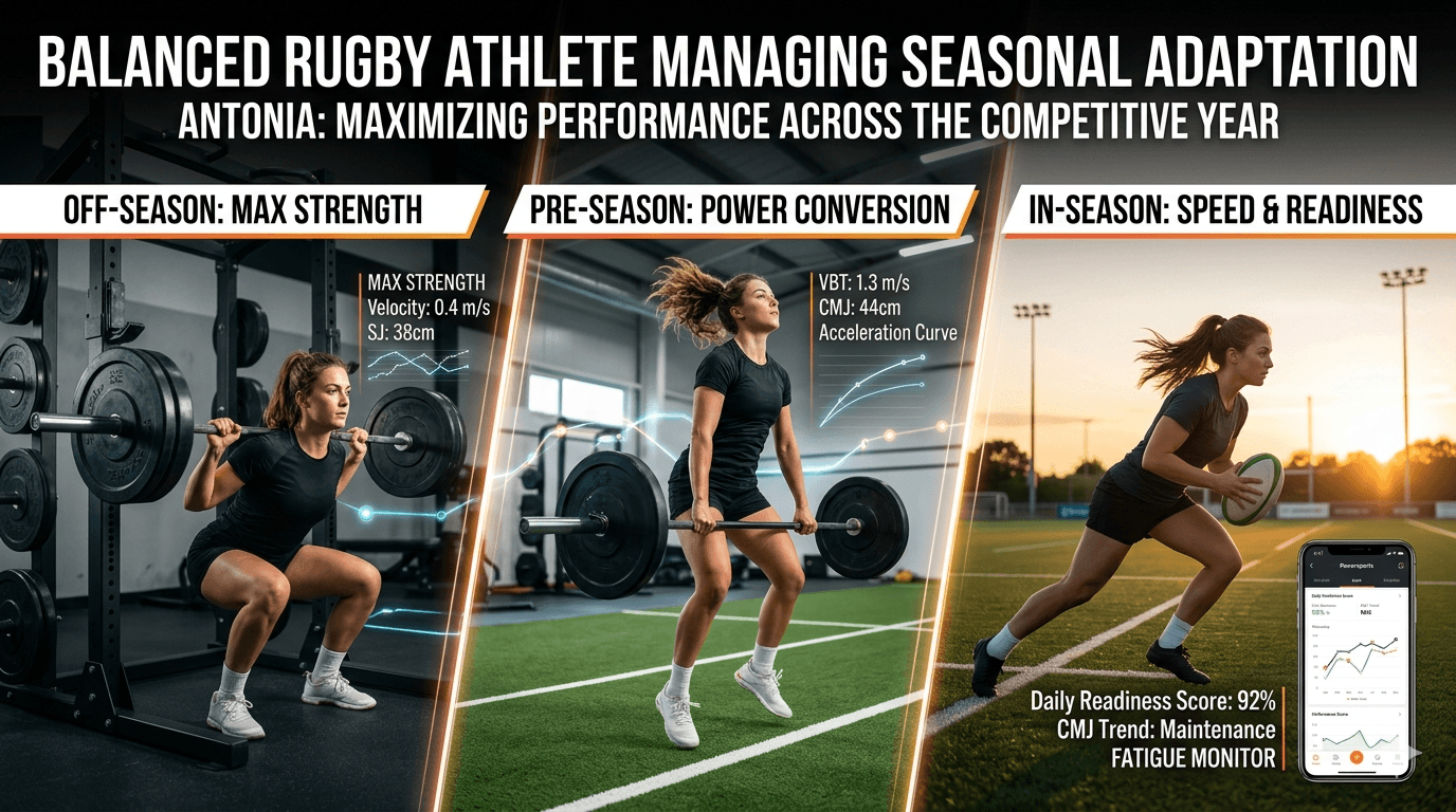 Balanced Rugby Athlete Managing Seasonal Adaptation